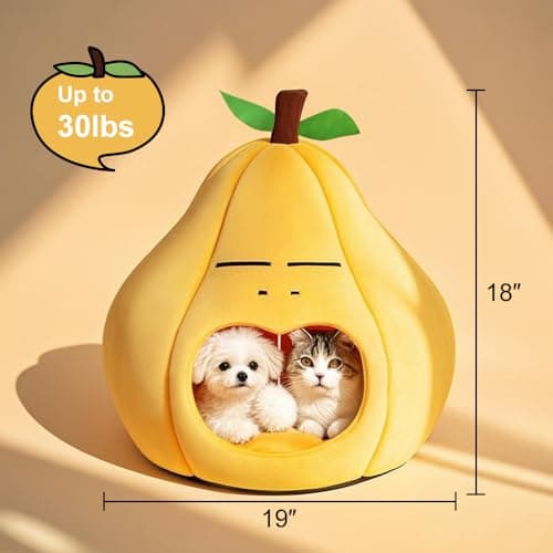 MOYMO Cute Cat Beds for Indoor Cats, Small Dog Beds, Soft Washable Pet Beds for Kitten and Puppy, Funny Pear Cat Cave, 19 Inches - Thumbnail 6