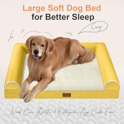 Large Dog Bed Orthopedic Washable: Beds Bolster XXL Bed Big XLarge Dogs Egg Crate Foam Sofa Couch Waterproof Removable Cover - Ginger - Thumbnail 2