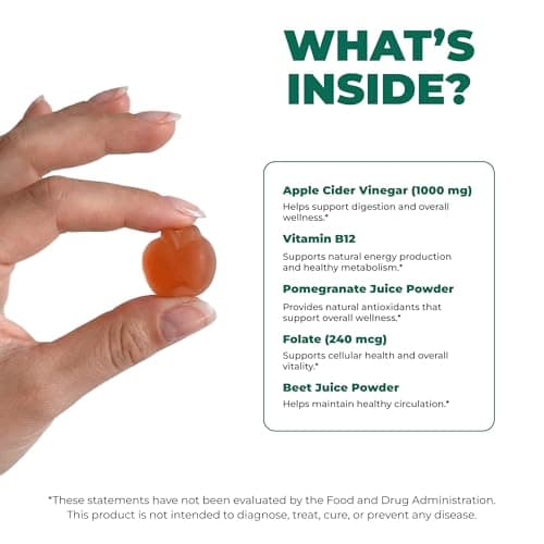 ELICORE Apple Cider Vinegar Gummies 1000mg – Fermented ACV Gummies for Belly Fat Metabolism* – Weight Management Booster, Digestion, & Heart Support* – with Beetroot and Vitamin B12 – 60 Count - Thumbnail 5