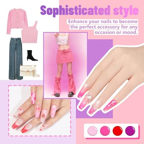 ABAC 24 Color Hema-Free Solid Gel Nail Polish,Ombre Gel Nail Polish,Pat Paint Nail Gel- Blush Pink & Midnight Blue Clump-Free Glam for Office Holidays Parties 28-Day Chip-Free All-year Essentials - Thumbnail 3