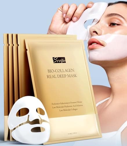 Radiant Glow Collagen Face Mask - Real Deep Overnight Face Masks Skincare with Hyaluronic Acid, Galactomyces Ferment & Vitamin E, Facial Mask for Hydrating, Firming, Plumping & Anti-Aging - 34g x 5ea - Image 1