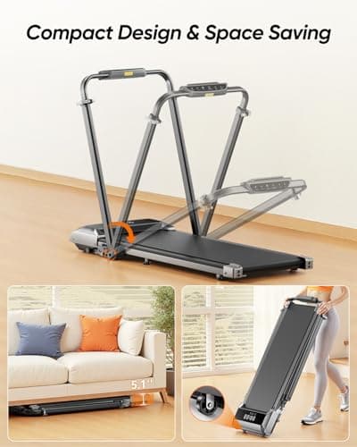 Acezoe Walking Pad with 12% Incline & Height-Adjustable Handlebar, 5-in-1 Foldable Treadmill for Home & Office, Portable Under Desk Treadmill with LED Display & App Control - Thumbnail 6