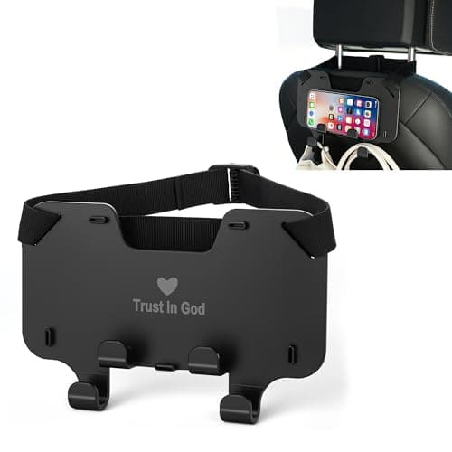 Forgyronis Adjustable Car Seat Headrest Hooks, Universal Fit for All Headrest Styles, Purse Hook with Phone Holder, Car Purse Hooks for Bags, Multifunctional Car Organizers and Storage