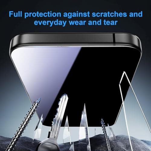 OneFish Screen Protector for iPhone 14 Pro Max Privacy, 4-Way 360° Anti-Spy Tempered Glass, 9H Hardness, HD Clear Anti-Fingerprint 3D Curved Edges, Case-Friendly & Easy Installation [2 Pack] - Thumbnail 3