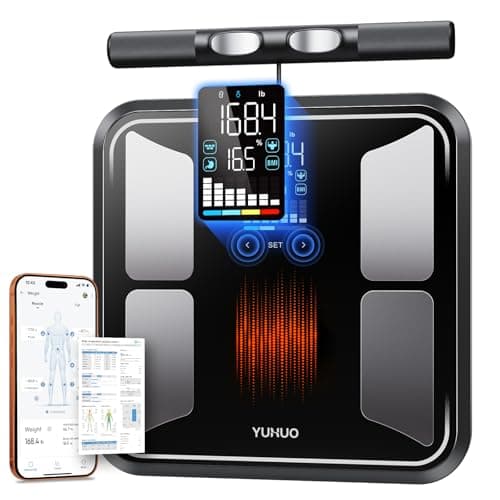 YUHUO Smart Scale for Body Weight, 8-Electrode Dual-Frequency BIA Digital Bathroom Scale with Full Body Composition Analysis for BMI, Body Fat, Muscle Mass, Segmental Analysis, 28 Metrics in APP - Image 1