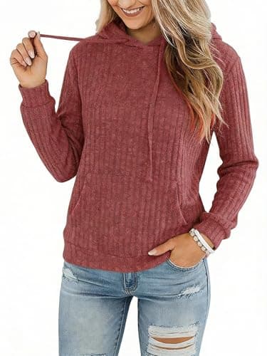 STOLKISS Women’s Casual Hoodies Shirts Long Sleeve Lightweight Fall Pullover Tops Solid Velvet Loose Sweatshirt with Pockets - Thumbnail 2