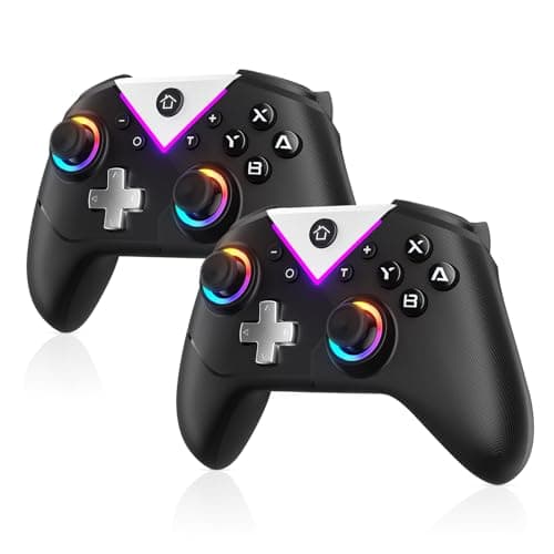 Dinosoo 2-Pack RGB Wireless Controller for Nintendo Switch 2/1 Lite/OLED, PC, Bluetooth Gamepad with 6 Gyro Axis, 4 Vibration Motors, Turbo, Macro, Screenshot - Image 1