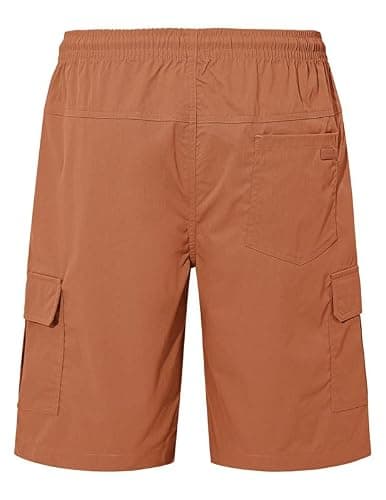 AUSELILY MEN Mens Cargo Shorts Drawstring 9 inch Casual Outdoor Work Relaxed Fit Elastic Waistband Summer Stretch Waist Baggy Big and Tall with Pockets Orange 5XL - Thumbnail 5