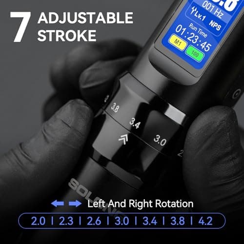 Tattoo Gun,Solong Complete Tattoo Kit with 7 Stroke Lengths，Powerful Battery, Assorted Cartridge Needles and Color Wallpaper Guide Wireless Tattoo Gun Kit for Beginners SL-TKE200A-1-USA - Thumbnail 3
