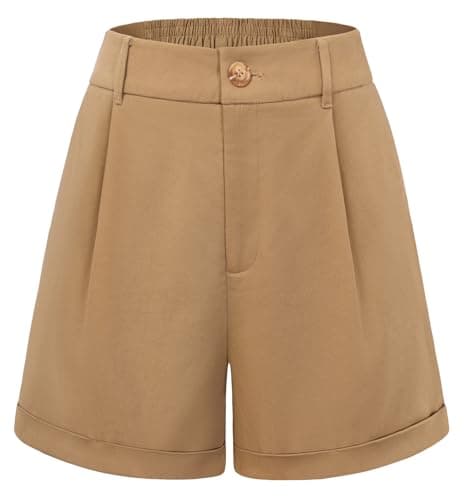 Women Yellow Khaki Shorts High Waisted Summer Shorts Vintage (Yellow Khaki, S) - Image 1