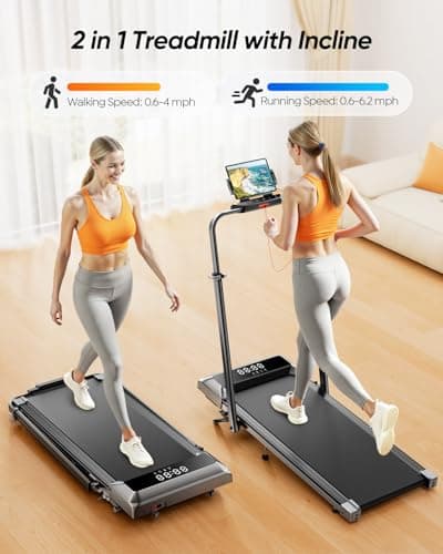 Acezoe Walking Pad with 12% Incline & Height-Adjustable Handlebar, 5-in-1 Foldable Treadmill for Home & Office, Portable Under Desk Treadmill with LED Display & App Control - Thumbnail 4