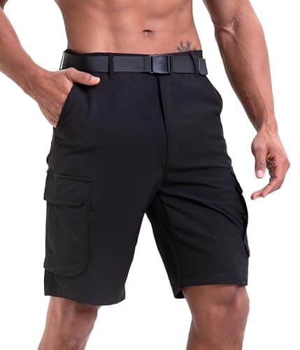 NATUVENIX Hiking Shorts Men Quick Dry Mens Cargo Fishing Shorts for Men Lightweight Golf Shorts Stretch Summer Work Black - Image 1
