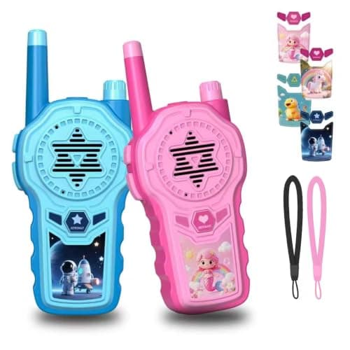 Walkie Talkies for Kids, ELtoda Toys for 3-12 Year Old Boys Girls Kids Walkie Talkies 2 Pack with DIY Stickers, Built-in Flashlight and Lanyards Indoor Outdoor Toys for Camping, Travel, Birthday Gifts - Image 1