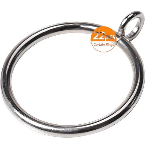 Curtain Rings with Eyelets, Metal Curtain Hooks for Drapes, Drape Ring 1.5 in Inner Diameter Fits Up to 1 1/4 inch Curtain Rod, 1.2 in Drapery Pins (22Pcs Silver Curtain Rings and 30Pcs Silver Hooks) - Thumbnail 6