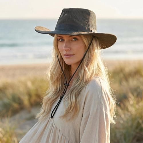 Hayes Mesh Safari Cowboy Hat for Men & Women, Wide Brim Outdoor Sun Hat - Thumbnail 4