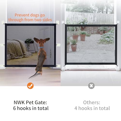 NWK Magic Dog Gate for Stairs Pet Gate for The House Providing a Safe Enclosure for Pets to Play and Rest, 6 Hooks Design (60'' X 30'') - Thumbnail 3