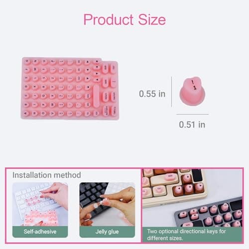 Raised Keyboard Stickers for Long Nails with Letters - Heart-Shaped Antistatic Silicone Protective Cover with Tweezers, Wet Wipes, Dry Towel & Jelly Glue, Ideal for Typing, Gaming & Nail Art (70 Pcs) - Thumbnail 6