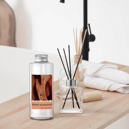 STRN Reed Diffuser Oil Refill, Ebony Agarwood Scented Diffuser Oil Refills with 6 Reed Sticks 200ML(6.8fl.oz), Room Fresheners for Home, Long-Lasting Fragrance for Living Room, Bedroom, Office - Thumbnail 5