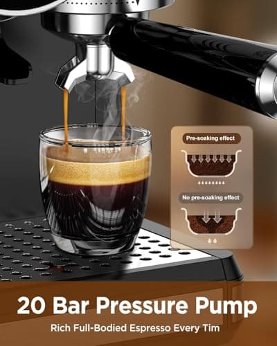 Spacekey Espresso Machine with Grinder - 20 Bar All-in-One Coffee Maker with Milk Steam Wand/Frother, Cold Brew, 30 Grind Settings, 60oz Removable Tank - Home Barista Kit for Lattes, Cappuccinos - Thumbnail 3