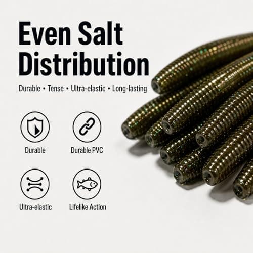 Soft Plastic Bass Fishing Lures 5" - Salt Infused Stick Bait, Fall Rate for Wacky/Texas/Carolina Rig, Saltwater Soft Plastic Swimbaits, Bass Lures Soft Plastic Freshwater - Thumbnail 3