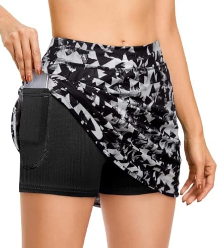 CHICHO High Waisted Skirts for Women?Girl Tennis Skirt Stretch Breathable Golf Skort with Pockets Soft Casual UPF 50+ Summer Skirts Back White Medium - Thumbnail 3