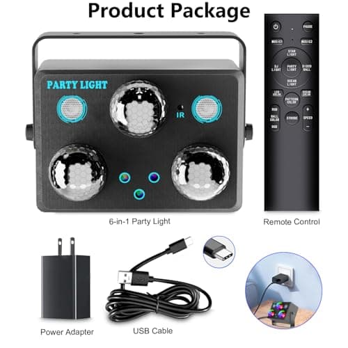 Party Lights,Disco DJ Strobe Light Rave Stage Projector Effect Dance Club Light Sound Activated with Remote Control for Parties Home Show KTV Pub Dance Christmas - Thumbnail 6