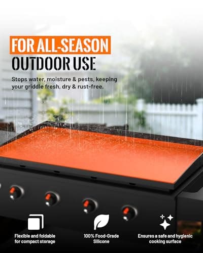 36'' Silicone Griddle Mat for Blackstone - Heavy-Duty Food-Grade Griddle Cover & Full Surface Protection, Waterproof, Rust & Dust-Proof, Essential Blackstone Griddle Accessories for Outdoor BBQ - Thumbnail 2
