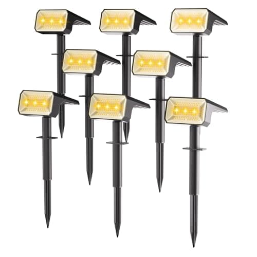 Fabrito 8 Pack Solar Spot Lights Outdoor Waterproof IP67, [108 LEDs, 4 Modes] Dusk to Dawn Spotlights for All Night, 2-in-1 Solar Landscape Lights for Garden, Yard, Tree, Pool, Warm White - Image 1