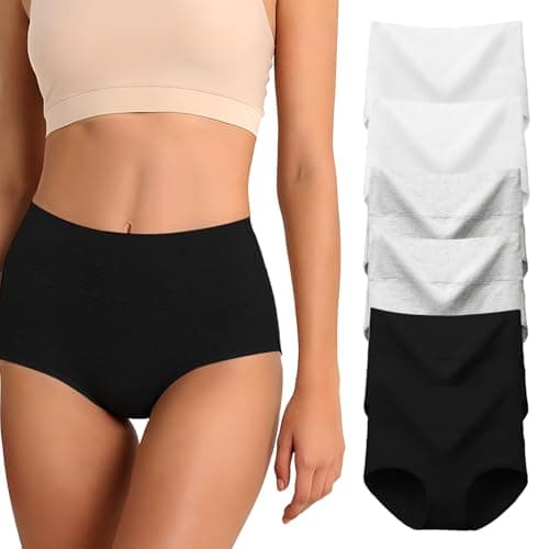 Tuvuye Women's Cotton Underwear High Waisted Full Coverage Soft Landies Panties Breathable Briefs Underpants Stretch 6 Pack (US, Alpha, Medium, Regular, Regular, Multicolor) - Image 1