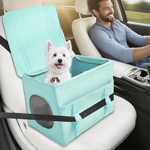 Dog Booster Car Seat with Washable Removable Cover for Small Dogs up to 13 lbs,Fits Car Truck SUV,(Green). - Image 1