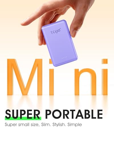 TG90° 5000mAh Portable Charger Built-in AC Wall Plug and Cables, Pocket Size Power Bank, Slim Fast Charging External USB C Battery Pack Compatible with iPhone 17 16 15 14 13 12 Samsung Google iPad - Thumbnail 2