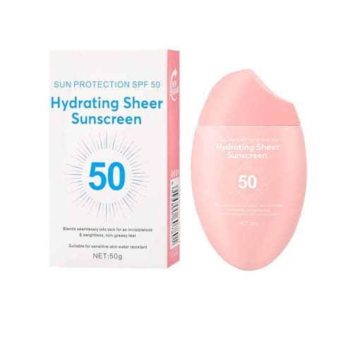 Sunscreen SPF 50+ 50g, Hydrating Sheer Face Sunscreen, Waterproof & Lightweight Water Gel, Non-Greasy, No White Cast, for Sensitive Skin Daily Use