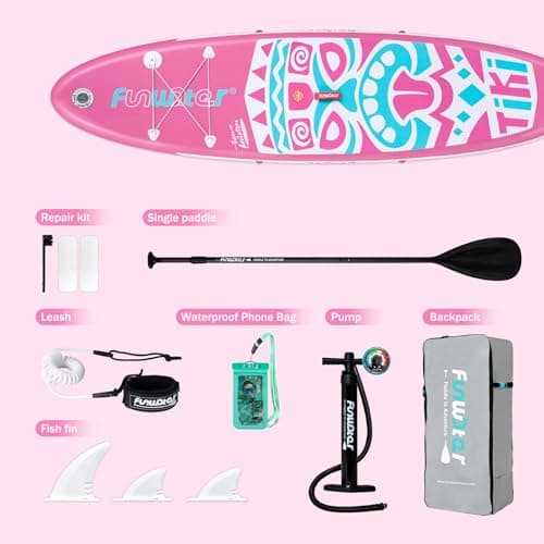 FunWater 10'6×33"×6" Inflatable Stand Up Paddle Board with Premium SUP Paddleboard Accessories, Wide Stable Anti-Slip EVA Deck,Paddle Boards for Adults & Youth of All Skill Levels - Thumbnail 4