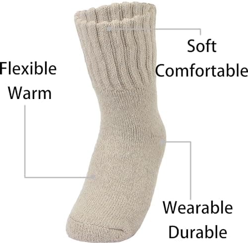 Weweya Boot Socks Women Thermal Warm Sock Thick Winter Ankle Sock Solid Calf Socks Christmas Gift Dark Brown Light Brown Light Cream - Thumbnail 3
