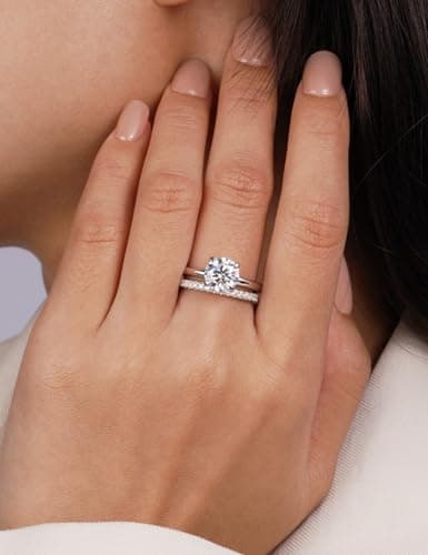 IMOLOVE Moissanite Wedding Band for Women, 0.3CT D Color VVS1 Moissanite, Half Eternity Band, Stackable Promise Ring for Engagement, Anniversary, Proposal Size 8 - Thumbnail 4