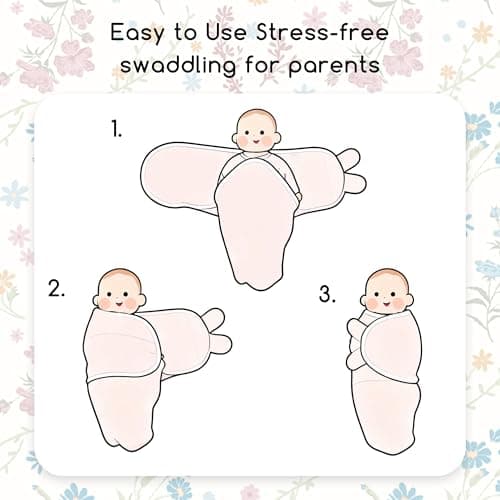 CIVARUA KIDS Baby Swaddles for Newborn Organic Cotton,Soft & Snug Newborn Velcro Swaddle 0-3 Months Sleep Sack Helps Calm Startle Reflex, 2-Pack Wrap Nursery Swaddling Blankets Country Floral - Thumbnail 6
