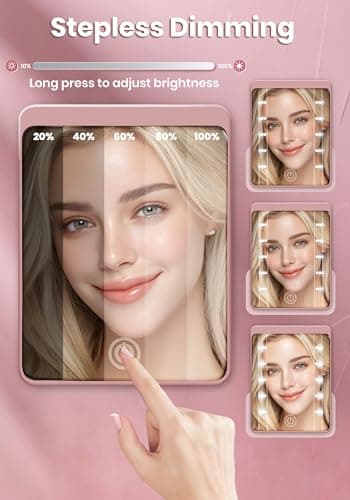Compact Mirror, Rechargeable 30X Magnifying Mirror with 3 Lighting Modes & Dimmable Brightness, Portable Travel Makeup Mirror with Light, Essentials for Travel, Pocket, Purse, Gifts for Women Rose - Thumbnail 4