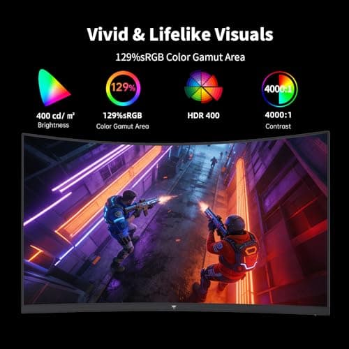 KTC H27S5C 27" Curved Gaming Monitor, 1440P QHD 144Hz 120Hz Monitor, 1500R HVA Panel, HDR400, Adaptive Sync, 400nits, HDMI 2.0 x2, DP 1.4, VESA 100x100 PC Monitor - Thumbnail 3