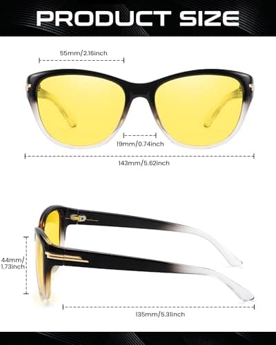 SODQW Night Driving Glasses for Women Men Polarized Anti Glare Night Vison Glasses for Nighttime Driving UV400 Yellow Lens 26 - Thumbnail 5