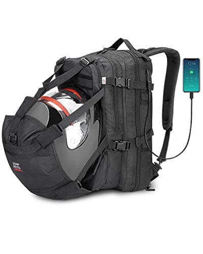 KEMIMOTO Motorcycle Helmet Backpack, 37L Large Capacity Helmet Bag with USB Charging Port, Riding Commuting Backpack for Men