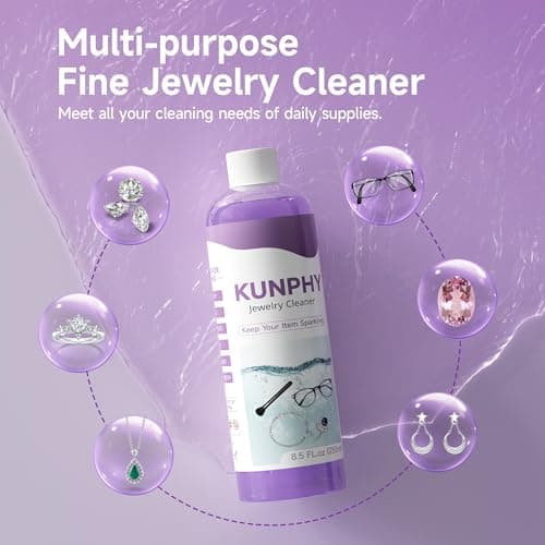 kunphy Upgraded Jewelry Cleaner, New Plant Formula for All Ultrasonic Cleaners, Enhanced Cleaning Effect, Multi-Purpose Glasses cleaner for Silver, Gold, Rings, Diamond and Eyeglass(8.5 oz, 250 ml) - Thumbnail 3