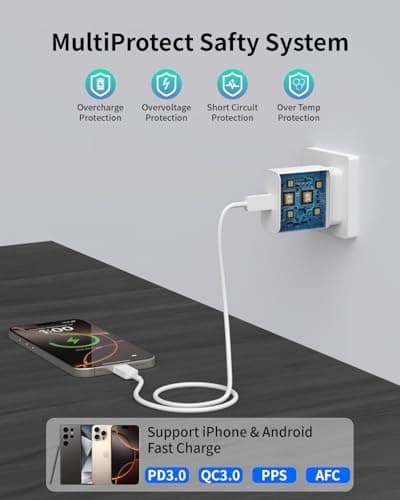 iPhone 16 Charger, tiavalmax 2-Pack 30W Compact PPS USB C Charger Block with 10ft Type C Chargers Fast Charging Cable for iPhone 17/16/15 Plus Pro Max, iPad Pro/Mini/Air, Pixel, Galaxy, AirPods 4 - Thumbnail 6