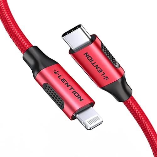 LENTION USB C to Lightning iPhone Cable MFi Certified Type C Fast Charging Cord 3.3ft, Nylon Braided Charger Cable Compatible iPhone 13/12/11/Mini/Pro/Max/X/XS/XR/8/SE,iPad Air/Pro/mini (Red) - Image 1