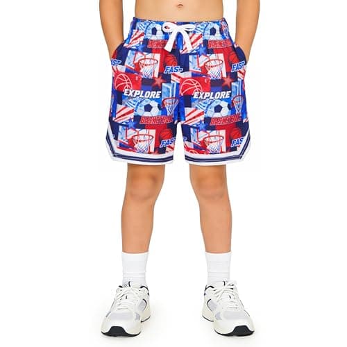 Cozople Boys Athletic Shorts Kids Basketball Shorts Size 10 Breathable Stretchy Sport Shorts Casual PE Class - Image 1