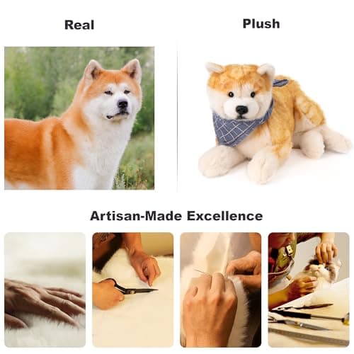 Chongker Dog Stuffed Animals Shiba Inu Dog Plush - Handmade Realistic Toy,Cuddly Plush Puppy Companion Pet - Thumbnail 3