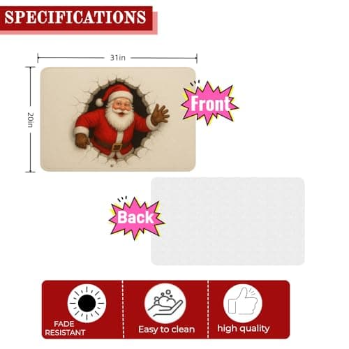 Carastora Christmas Indoor/Outdoor Mat - Waterproof and Slip-Resistant, 20x31 inches, Suitable for entrances, porches, restrooms, Offices, etc., and can be Used as a Holiday Decoration and Gift. - Thumbnail 6