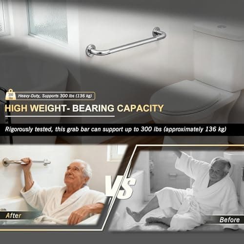 supregear Grab Bars for Bathtubs and Showers, Anti Slip Bathroom Grab Bars for Seniors, 304 Stainless Steel Safety Shower Handle, Toilet Handicap Elderly Assist Bathroom Wall Handle, 24 inch - Thumbnail 4