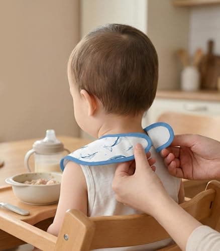 CIVARUA KIDS 3-Pack Waterproof Baby Bibs for Eating - Mess Proof Lightweight Toddler Feeding Bibs with Large Food Catcher, Food-Grade Baby Eating Essentials, Easy to Put On & Clean(Blue Ocean Whale) - Thumbnail 3