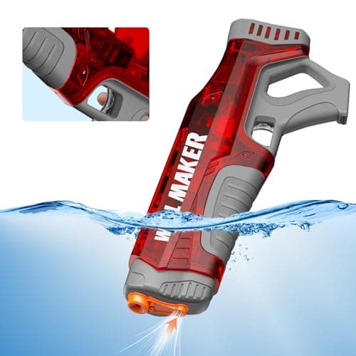 YTKIH Self-Filling Function Electric Water Gun IP67 Waterproof, Summer Automatic Pulse Quickly Shooting Squirt Guns, Watergun Blaster for Pool/Beach Toys (Red) - Thumbnail 3