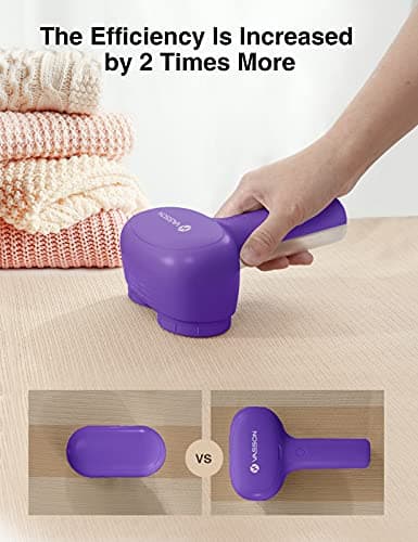 VASSON Fabric Shaver, Electric Lint Remover, Rechargeable Lint Shaver, Sweater Shavers to Remove Pilling, Large Fuzz Remover for Clothes Couch Furniture (Purple) - Thumbnail 2
